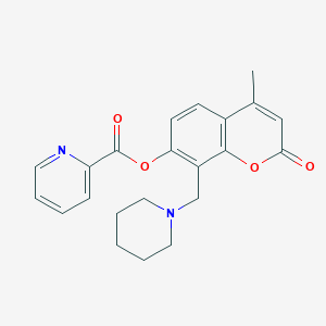 molecular formula C22H22N2O4 B14785385 4-Methyl-2-oxo-8-(piperidin-1-ylmethyl)-2H-chromen-7-yl picolinate 