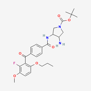 molecular formula C27H34FN3O6 B14785473 Tert-butyl3-amino-4-(4-(2-fluoro-3-methoxy-6-propoxybenzoyl)benzamido)pyrrolidine-1-carboxylate 