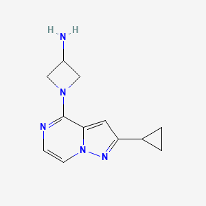 molecular formula C12H15N5 B1478548 1-(2-Cyclopropylpyrazolo[1,5-a]pyrazin-4-yl)azetidin-3-amine CAS No. 2098009-06-2
