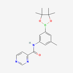 molecular formula C18H22BN3O3 B14785483 N-[3-methyl-5-(4,4,5,5-tetramethyl-1,3,2-dioxaborolan-2-yl)phenyl]pyrimidine-4-carboxamide 