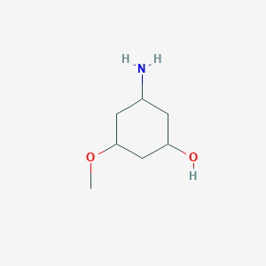 molecular formula C7H15NO2 B14785529 3-Amino-5-methoxycyclohexan-1-ol 