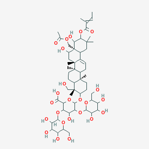 6-[[(4S,6aR,6bS,8aR,14bR)-8a-(acetyloxymethyl)-8,9-dihydroxy-4-(hydroxymethyl)-4,6a,6b,11,11,14b-hexamethyl-10-(2-methylbut-2-enoyloxy)-1,2,3,4a,5,6,7,8,9,10,12,12a,14,14a-tetradecahydropicen-3-yl]oxy]-4-hydroxy-3,5-bis[[3,4,5-trihydroxy-6-(hydroxymethyl)oxan-2-yl]oxy]oxane-2-carboxylic acid