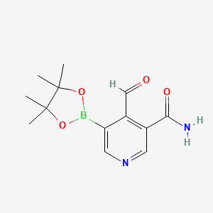 4-formyl-5-(4,4,5,5-tetramethyl-1,3,2-dioxaborolan-2-yl)pyridine-3-carboxamide