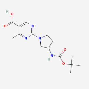 molecular formula C15H22N4O4 B1478611 2-(3-((Tert-butoxycarbonyl)amino)pyrrolidin-1-yl)-4-methylpyrimidine-5-carboxylic acid CAS No. 2092255-96-2