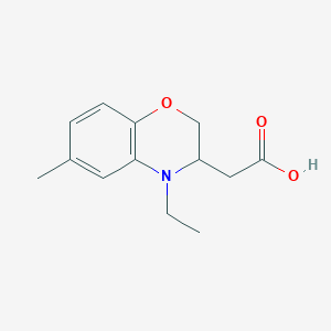 molecular formula C13H17NO3 B1478623 2-(4-ethyl-6-methyl-3,4-dihydro-2H-benzo[b][1,4]oxazin-3-yl)acetic acid CAS No. 2098057-56-6