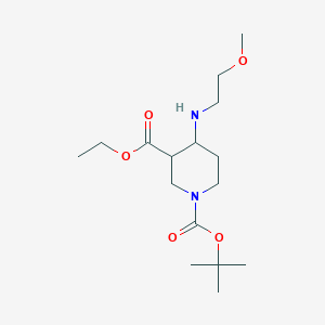 molecular formula C16H30N2O5 B1478629 1-(Tert-butyl) 3-ethyl 4-((2-methoxyethyl)amino)piperidine-1,3-dicarboxylate CAS No. 2097973-99-2