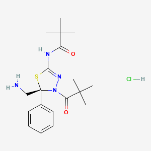 Propanamide, N-[(5R)-5-(aminomethyl)-4-(2,2-dimethyl-1-oxopropyl)-4,5-dihydro-5-phenyl-1,3,4-thiadiazol-2-yl]-2,2-dimethyl-, monohydrochloride