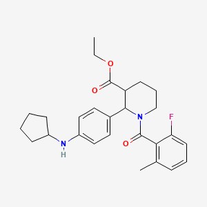 3-Piperidinecarboxylic acid, 2-[4-(cyclopentylamino)phenyl]-1-(2-fluoro-6-methylbenzoyl)-, ethyl ester, (2R,3S)-