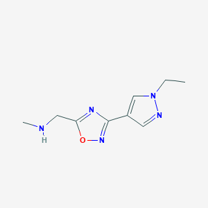 molecular formula C9H13N5O B1478664 1-(3-(1-ethyl-1H-pyrazol-4-yl)-1,2,4-oxadiazol-5-yl)-N-methylmethanamine CAS No. 2098061-30-2