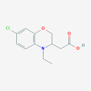 molecular formula C12H14ClNO3 B1478672 2-(7-chloro-4-ethyl-3,4-dihydro-2H-benzo[b][1,4]oxazin-3-yl)acetic acid CAS No. 2098029-47-9