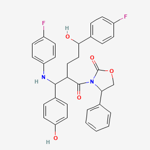 3-[2-[(4-Fluoroanilino)-(4-hydroxyphenyl)methyl]-5-(4-fluorophenyl)-5-hydroxypentanoyl]-4-phenyl-1,3-oxazolidin-2-one