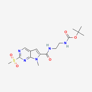 molecular formula C16H23N5O5S B14786781 tert-Butyl (2-(7-methyl-2-(methylsulfonyl)-7H-pyrrolo[2,3-d]pyrimidine-6-carboxamido)ethyl)carbamate 