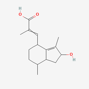 molecular formula C15H22O3 B14786786 3-(2-hydroxy-3,7-dimethyl-2,4,5,6,7,7a-hexahydro-1H-inden-4-yl)-2-methylprop-2-enoic acid 