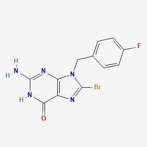 molecular formula C12H9BrFN5O B14786864 2-Amino-8-bromo-9-(4-fluorobenzyl)-1,9-dihydro-6H-purin-6-one 