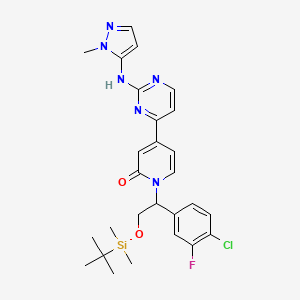 molecular formula C27H32ClFN6O2Si B14786937 1-[2-[Tert-butyl(dimethyl)silyl]oxy-1-(4-chloro-3-fluorophenyl)ethyl]-4-[2-[(2-methylpyrazol-3-yl)amino]pyrimidin-4-yl]pyridin-2-one 