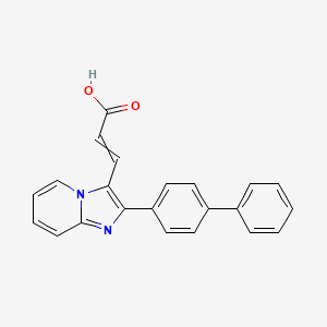 molecular formula C22H16N2O2 B14786946 3-(2-([1,1'-Biphenyl]-4-yl)imidazo[1,2-a]pyridin-3-yl)acrylic acid 