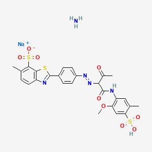 molecular formula C26H26N5NaO9S3 B14787021 2-4-1-(2-Methoxy-5-methyl-4-sulphonatophenyl)aminocarbonyl-2-oxopropylazophenyl-6-methylbenzothiazole-7-su lphonate (ammonium sodium salt) 