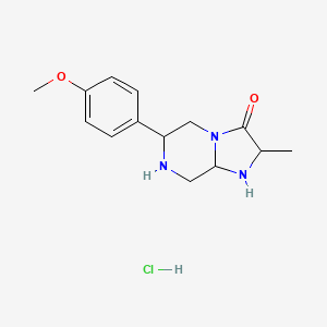 molecular formula C14H20ClN3O2 B14787049 6-(4-methoxyphenyl)-2-methyl-2,5,6,7,8,8a-hexahydro-1H-imidazo[1,2-a]pyrazin-3-one;hydrochloride 