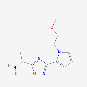 molecular formula C11H16N4O2 B1478712 1-(3-(1-(2-methoxyethyl)-1H-pyrrol-2-yl)-1,2,4-oxadiazol-5-yl)ethan-1-amine CAS No. 2098121-50-5