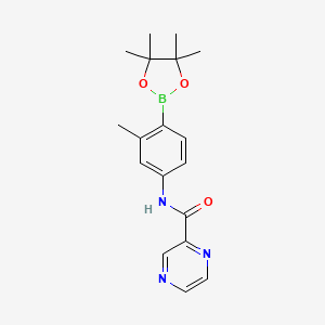 molecular formula C18H22BN3O3 B14787292 N-[3-methyl-4-(4,4,5,5-tetramethyl-1,3,2-dioxaborolan-2-yl)phenyl]pyrazine-2-carboxamide 