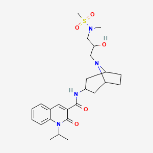 molecular formula C25H36N4O5S B14787330 N-[8-[2-hydroxy-3-[methyl(methylsulfonyl)amino]propyl]-8-azabicyclo[3.2.1]octan-3-yl]-2-oxo-1-propan-2-ylquinoline-3-carboxamide 