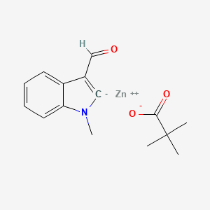 zinc;2,2-dimethylpropanoate;1-methyl-2H-indol-2-ide-3-carbaldehyde