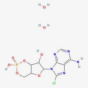 molecular formula C10H15ClN5O8P B14787546 6-(6-amino-8-chloropurin-9-yl)-2-hydroxy-2-oxo-4a,6,7,7a-tetrahydro-4H-furo[3,2-d][1,3,2]dioxaphosphinin-7-ol;dihydrate 