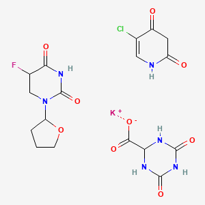 molecular formula C17H19ClFKN6O9 B14787917 potassium;5-chloro-1H-pyridine-2,4-dione;4,6-dioxo-1,3,5-triazinane-2-carboxylate;5-fluoro-1-(oxolan-2-yl)-1,3-diazinane-2,4-dione 