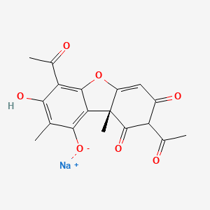 molecular formula C18H15NaO7 B14788099 Sodium,4,8-diacetyl-3-hydroxy-2,9a-dimethyl-7,9-dioxodibenzofuran-1-olate 