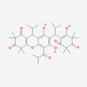 6,8-dihydroxy-7-[1-(2-hydroxy-3,3,5,5-tetramethyl-4,6-dioxocyclohexen-1-yl)-2-methylpropyl]-2,2,4,4-tetramethyl-5-(2-methylpropanoyl)-9-propan-2-yl-9H-xanthene-1,3-dione