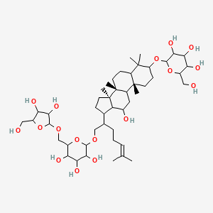 2-[[(8R,10R,14R)-17-[1-[6-[[3,4-dihydroxy-5-(hydroxymethyl)oxolan-2-yl]oxymethyl]-3,4,5-trihydroxyoxan-2-yl]oxy-6-methylhept-5-en-2-yl]-12-hydroxy-4,4,8,10,14-pentamethyl-2,3,5,6,7,9,11,12,13,15,16,17-dodecahydro-1H-cyclopenta[a]phenanthren-3-yl]oxy]-6-(hydroxymethyl)oxane-3,4,5-triol