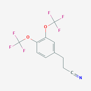 molecular formula C11H7F6NO2 B14788445 (3,4-Bis(trifluoromethoxy)phenyl)propanenitrile 