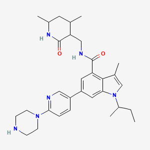 1-butan-2-yl-N-[(4,6-dimethyl-2-oxopiperidin-3-yl)methyl]-3-methyl-6-(6-piperazin-1-ylpyridin-3-yl)indole-4-carboxamide