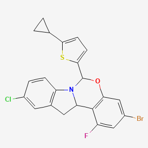 molecular formula C22H16BrClFNOS B14789285 3-Bromo-10-chloro-6-(5-cyclopropylthiophen-2-yl)-1-fluoro-12,12a-dihydro-6H-benzo[5,6][1,3]oxazino[3,4-a]indole 