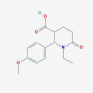 molecular formula C15H19NO4 B14789436 1-Ethyl-2-(4-methoxyphenyl)-6-oxopiperidine-3-carboxylic acid 