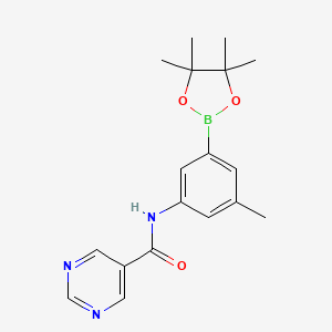 molecular formula C18H22BN3O3 B14789458 N-[3-methyl-5-(4,4,5,5-tetramethyl-1,3,2-dioxaborolan-2-yl)phenyl]pyrimidine-5-carboxamide 