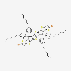 molecular formula C68H70Br2S6 B14789575 7,20-Dibromo-3,3,16,16-tetrakis(4-hexylphenyl)-6,10,13,19,23,26-hexathiaoctacyclo[12.12.0.02,12.04,11.05,9.015,25.017,24.018,22]hexacosa-1(14),2(12),4(11),5(9),7,15(25),17(24),18(22),20-nonaene 