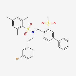 molecular formula C31H32BrNO4S2 B14789582 N-(3-bromophenethyl)-2,4,6-trimethyl-N-((3-(methylsulfonyl)-[1,1-biphenyl]-4-yl)methyl)benzenesulfonamide 