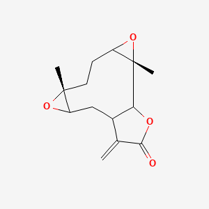 molecular formula C15H20O4 B14789583 (5R,10R)-5,10-dimethyl-15-methylidene-4,9,13-trioxatetracyclo[10.3.0.03,5.08,10]pentadecan-14-one 