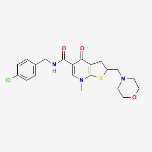 molecular formula C21H24ClN3O3S B14789726 Thieno[2,3-b]pyridine-5-carboxamide, N-[(4-chlorophenyl)methyl]-2,3,4,7-tetrahydro-7-methyl-2-(4-morpholinylmethyl)-4-oxo- 