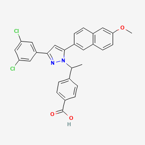 molecular formula C29H22Cl2N2O3 B14789766 4-[1-[3-(3,5-Dichlorophenyl)-5-(6-methoxynaphthalen-2-yl)pyrazol-1-yl]ethyl]benzoic acid 