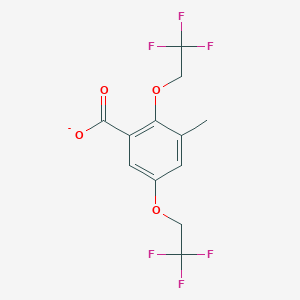 molecular formula C12H9F6O4- B14789805 3-Methyl-2,5-bis(2,2,2-trifluoroethoxy)benzoate 