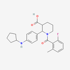 2-[4-(Cyclopentylamino)phenyl]-1-(2-fluoro-6-methylbenzoyl)piperidine-3-carboxylic acid