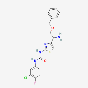 molecular formula C19H18ClFN4O2S B14789945 Urea, N-[4-[1-amino-2-(phenylmethoxy)ethyl]-2-thiazolyl]-N'-(3-chloro-4-fluorophenyl)- 