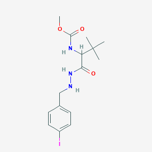 molecular formula C15H22IN3O3 B14789997 methyl N-[1-[2-[(4-iodophenyl)methyl]hydrazinyl]-3,3-dimethyl-1-oxobutan-2-yl]carbamate 