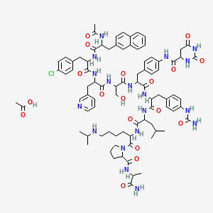 N-[4-[2-[[2-[[2-[[2-[(2-acetamido-3-naphthalen-2-ylpropanoyl)amino]-3-(4-chlorophenyl)propanoyl]amino]-3-pyridin-3-ylpropanoyl]amino]-3-hydroxypropanoyl]amino]-3-[[1-[[1-[[1-[2-[(1-amino-1-oxopropan-2-yl)carbamoyl]pyrrolidin-1-yl]-1-oxo-6-(propan-2-ylamino)hexan-2-yl]amino]-4-methyl-1-oxopentan-2-yl]amino]-3-[4-(carbamoylamino)phenyl]-1-oxopropan-2-yl]amino]-3-oxopropyl]phenyl]-2,6-dioxo-1,3-diazinane-4-carboxamide;acetic acid