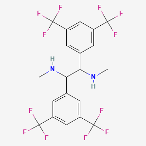 molecular formula C20H16F12N2 B14790122 1,2-Bis(3,5-bis(trifluoromethyl)phenyl)-N1,N2-dimethylethane-1,2-diamine 