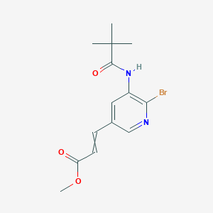 molecular formula C14H17BrN2O3 B14790161 Methyl 3-[6-bromo-5-(2,2-dimethylpropanoylamino)pyridin-3-yl]prop-2-enoate 