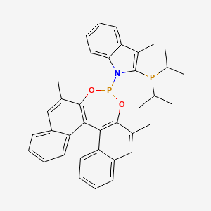 molecular formula C37H37NO2P2 B14790187 Diisopropyl{1-[(S)-2,6-dimethyl-3,5-dioxa-4-phospha-cyclohepta(2,1-a;3,4-a')di-naphtalen-4-yl]-3-methyl-2-indolyl}phosphine 