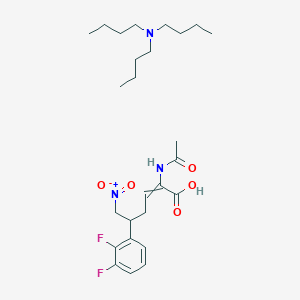 2-acetamido-5-(2,3-difluorophenyl)-6-nitrohex-2-enoic acid;N,N-dibutylbutan-1-amine